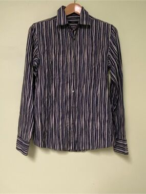Gucci Vertical Stripe Shirt in Blue, Black and White